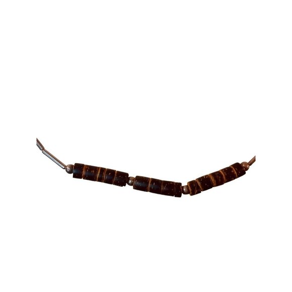 Vintage Silvertone Bead Brown Necklace 18" Barrel Clasp Screw Closure - Picture 11 of 13